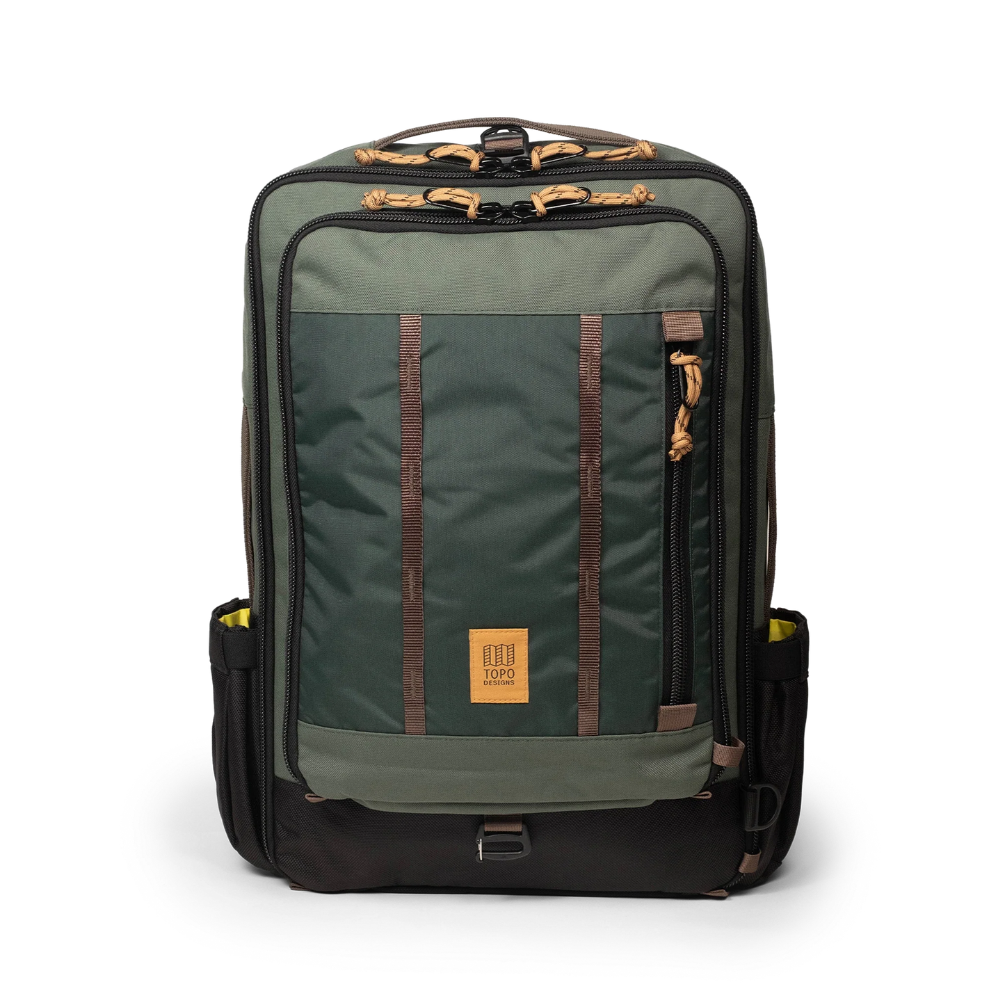 Topo Designs Global Travel Bag 30L Durable Carry On Convertible Laptop Travel Backpack in "Woodland / Forest".