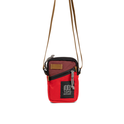 Front View of Topo Designs Mini Shoulder Bag in "Maroon / Salsa"