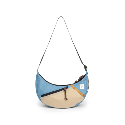 Front View of Topo Designs Moonlight Crossbody Bag in "River Blue / Cobblestone"