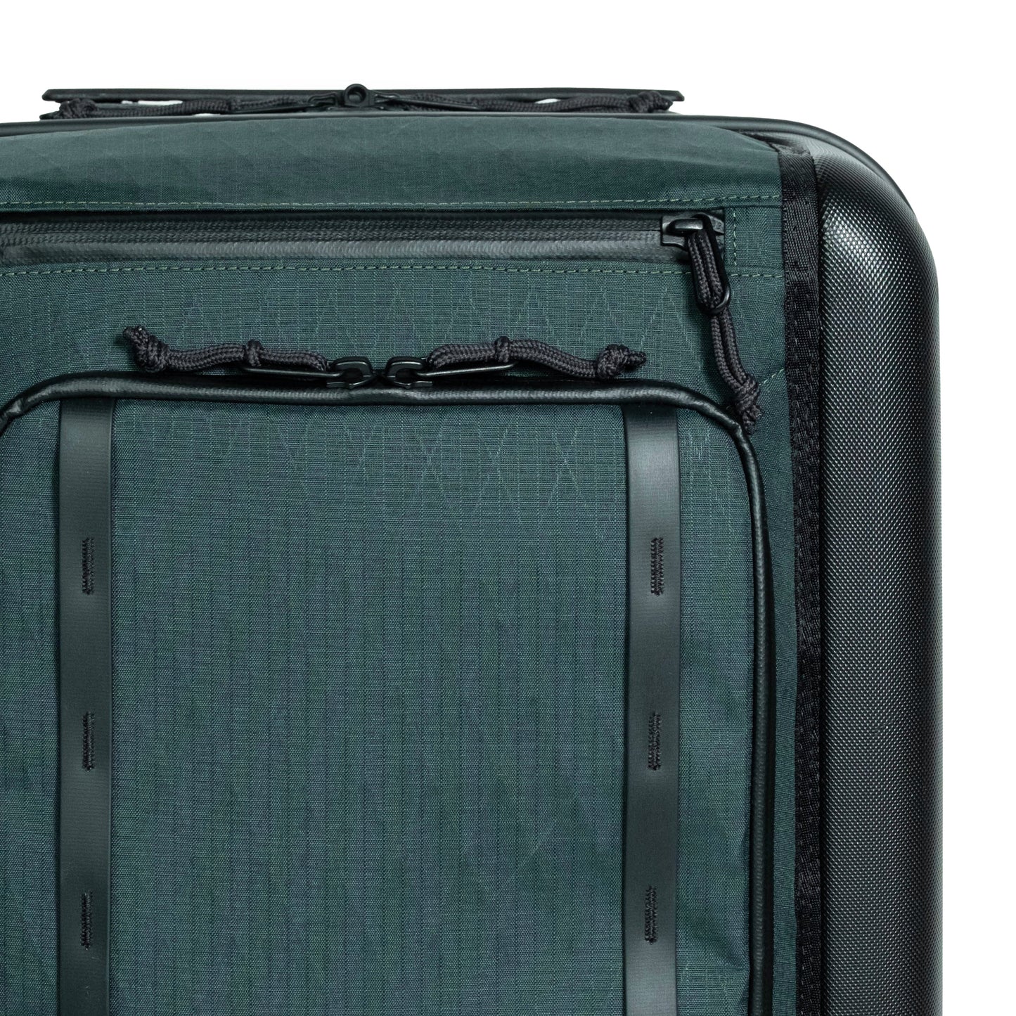 General front detail zipper shot of Topo Designs Global Pro Travel Roller Bag