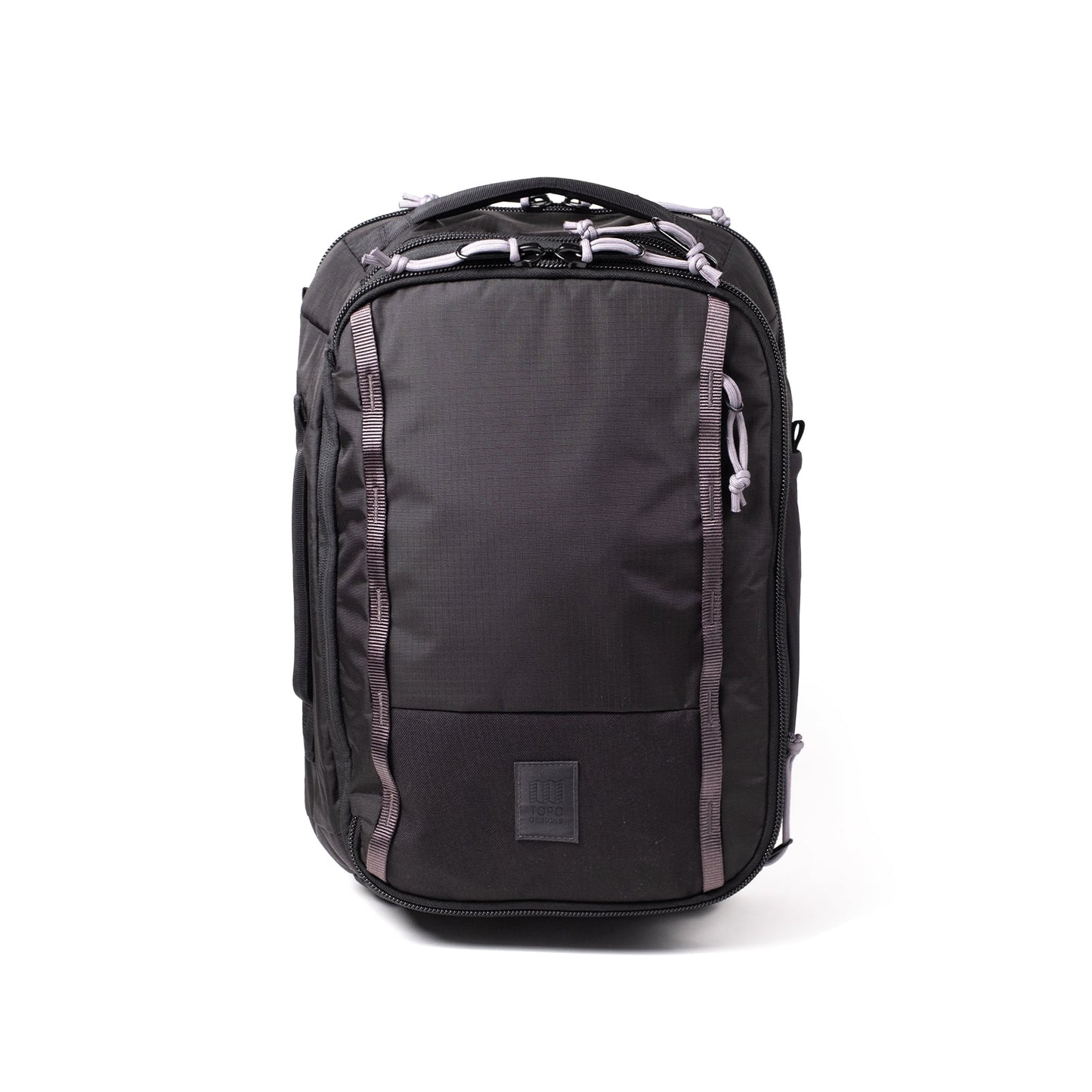 Front View of Topo Designs Global Travel Backpack in "Black / Black"