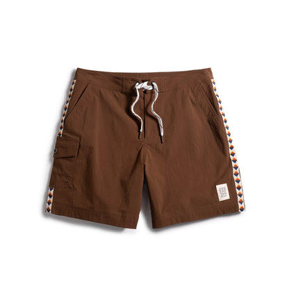 Front white background flat lay image of Topo Designs Mountain Wave Short - Men's in "Desert Palm"
