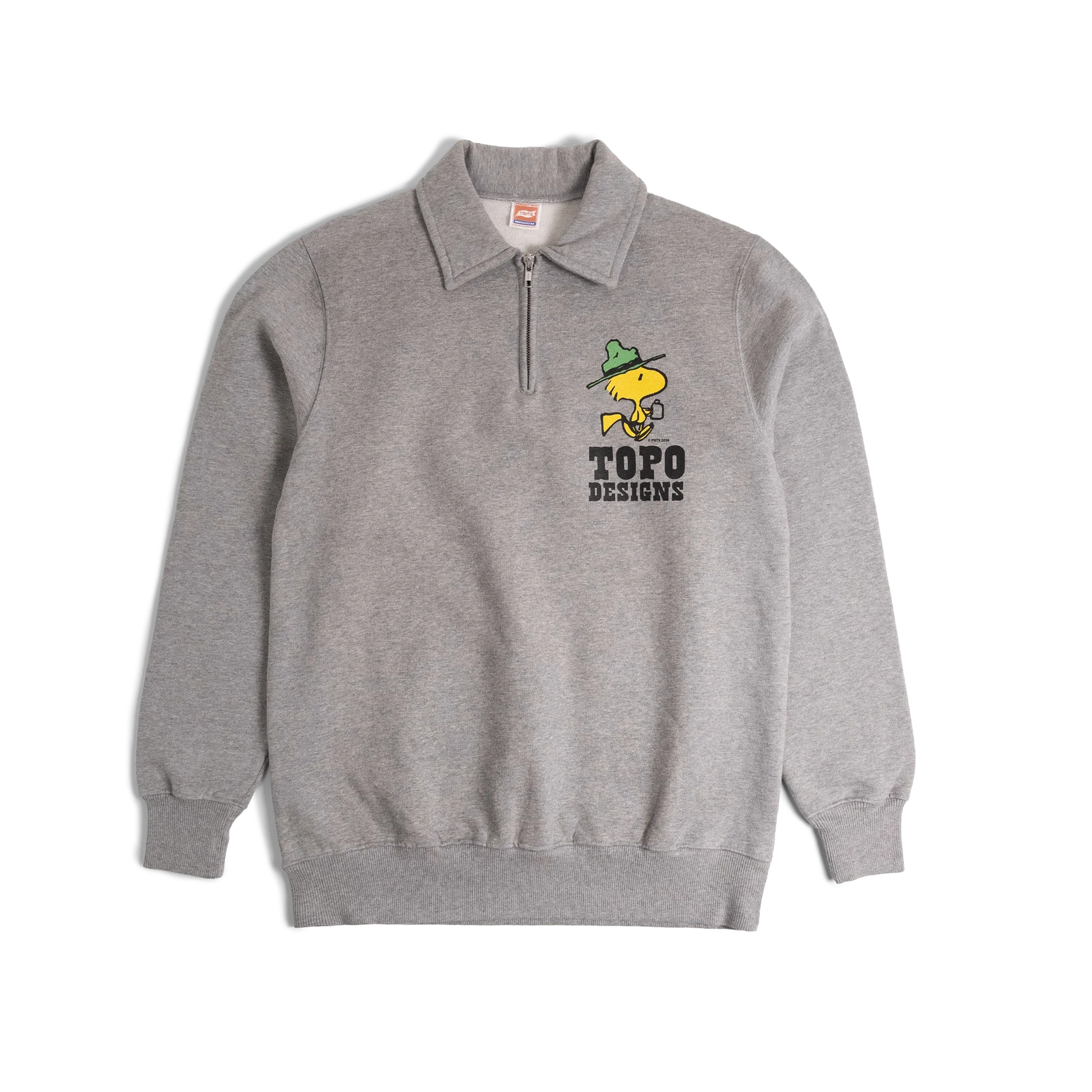 General front image of Topo Designs x TSPTR Woodstock 1/4 Zip in "Grey Marl"