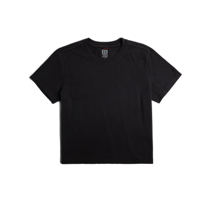 Front flat lay image on white background of Topo Designs Dirt Tee - Women's in "Black"