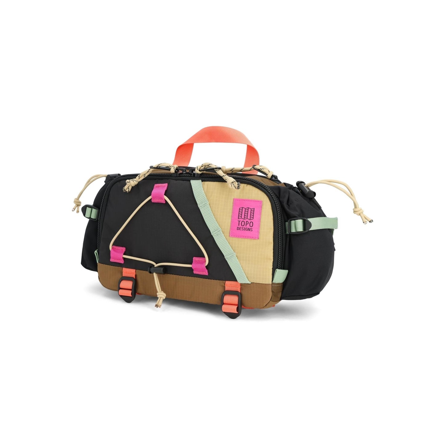 Front View of Topo Designs Mountain Hydro Hip Pack in "Desert Palm / Sahara"