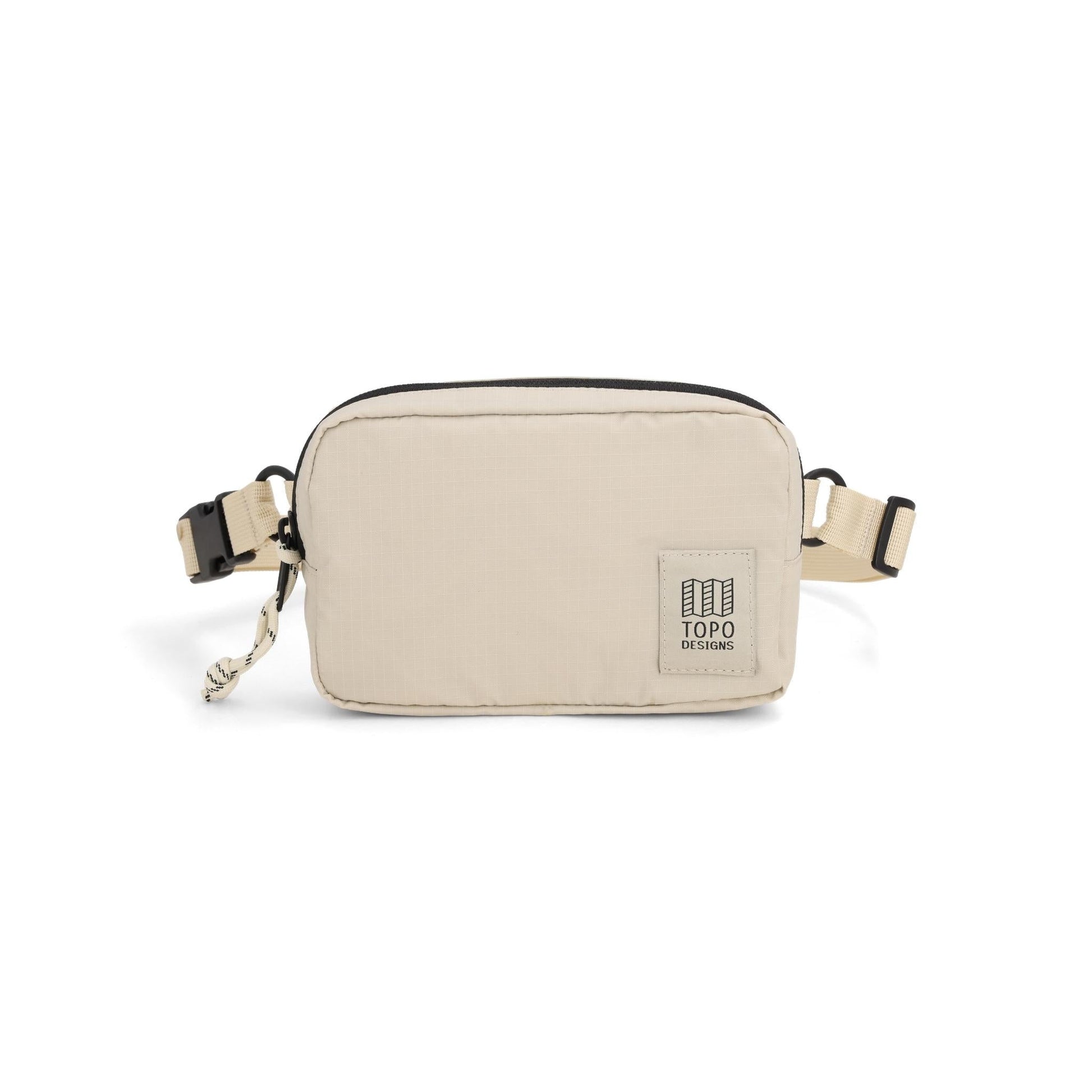 Front View of Topo Designs Ripstop Belt Bag in "Bone White"